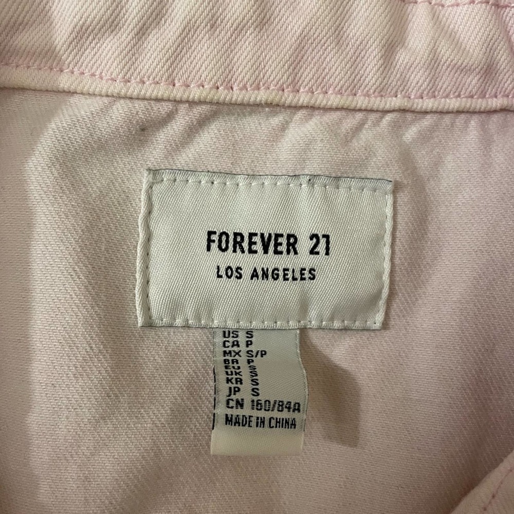 NWOT Forever 21 white and pink Jean Jacket - Picture 4 of 4